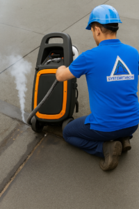 Recherche d'infiltration et humidité sur toit plat avec E-Steam